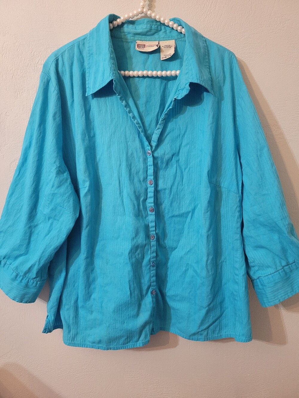 Faded Glory 100% Cotton Tourquoise Plus Size Top Size 22W/24W